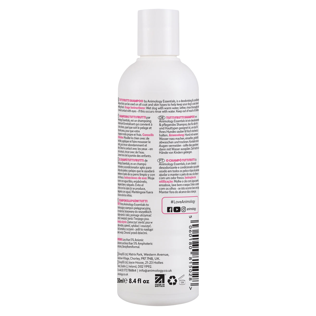 Animology Essentials Tutti Frutti Shampoo for Dogs - 5 x 250ml