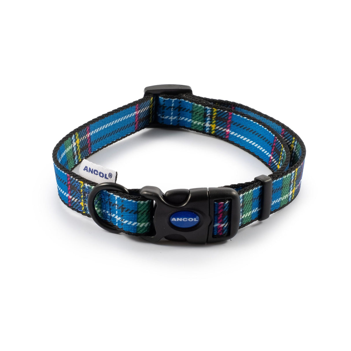 Ancol Blue Tartan Adjustable Dog Collar
