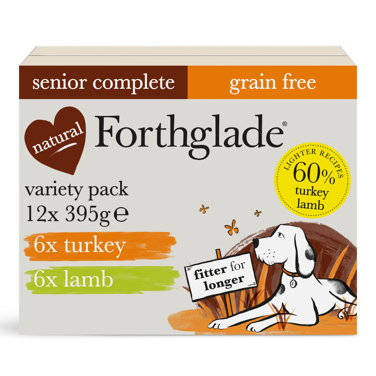 Forthglade Senior Complete Grain Free Turkey & Lamb Duo Variety Pack 12x395g