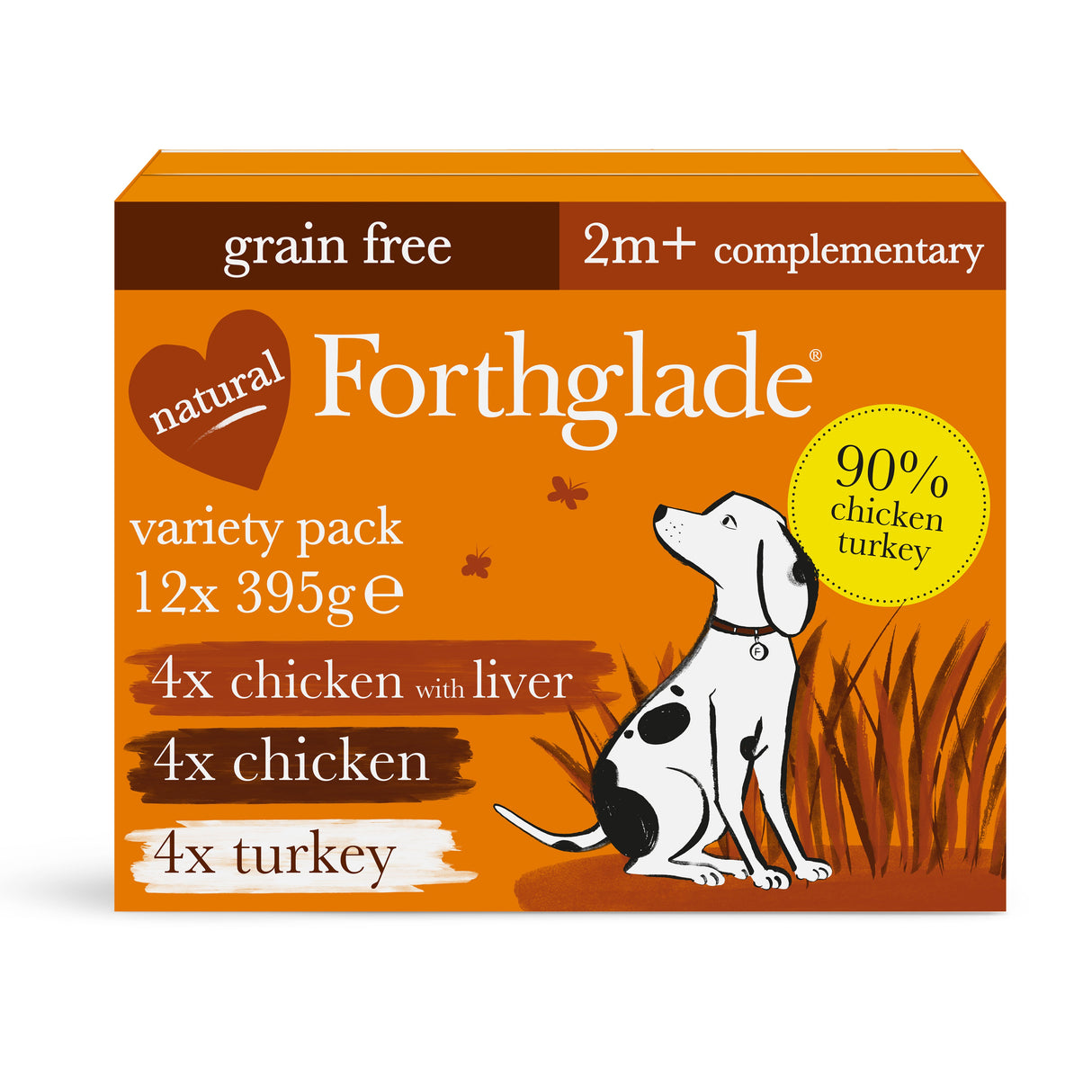Forthglade Just Grain Free Chicken, Liver & Turkey Wet Dog Food Variety Pack - 12x395g