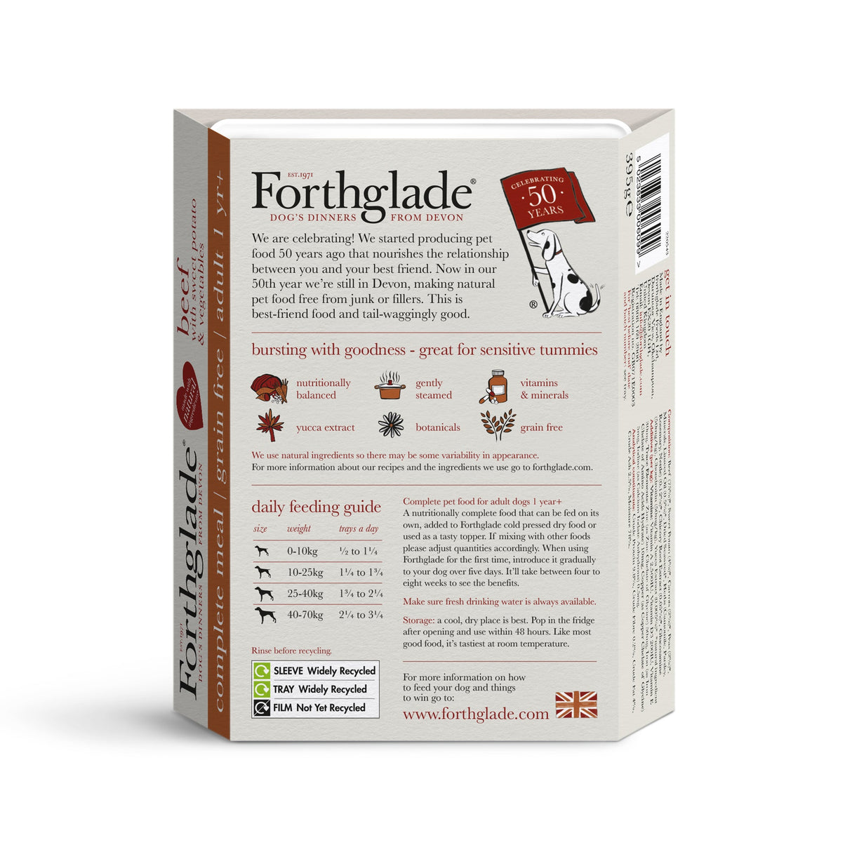 Forthglade Adult Complete Grain Free Beef with Sweet Potato & Veg Trays 18x395g