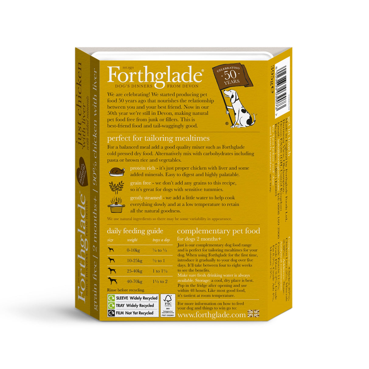 Forthglade Just Grain Free Chicken, Liver & Turkey Wet Dog Food Variety Pack - 12x395g