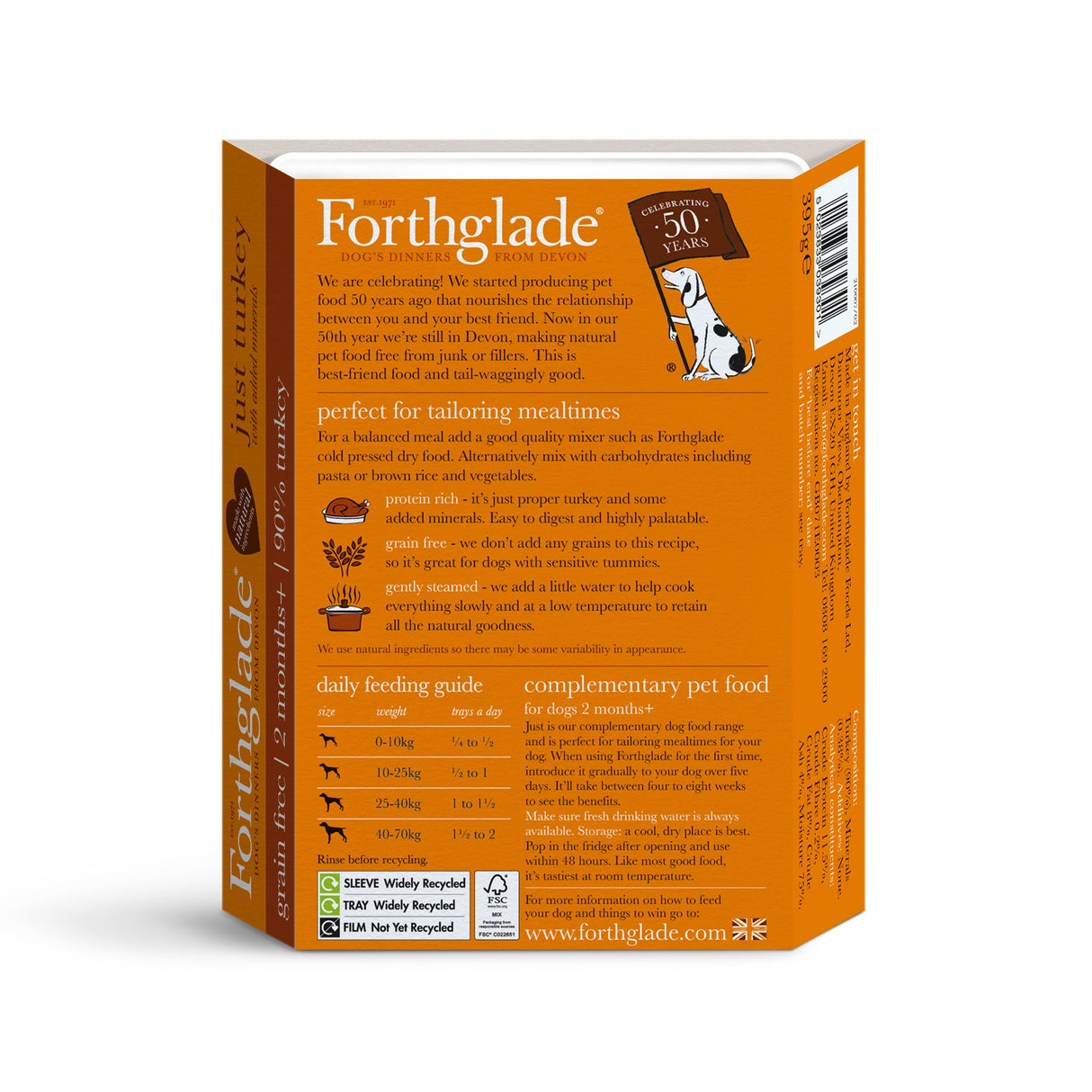 Forthglade Just Grain Free Chicken, Liver & Turkey Wet Dog Food Variety Pack - 12x395g