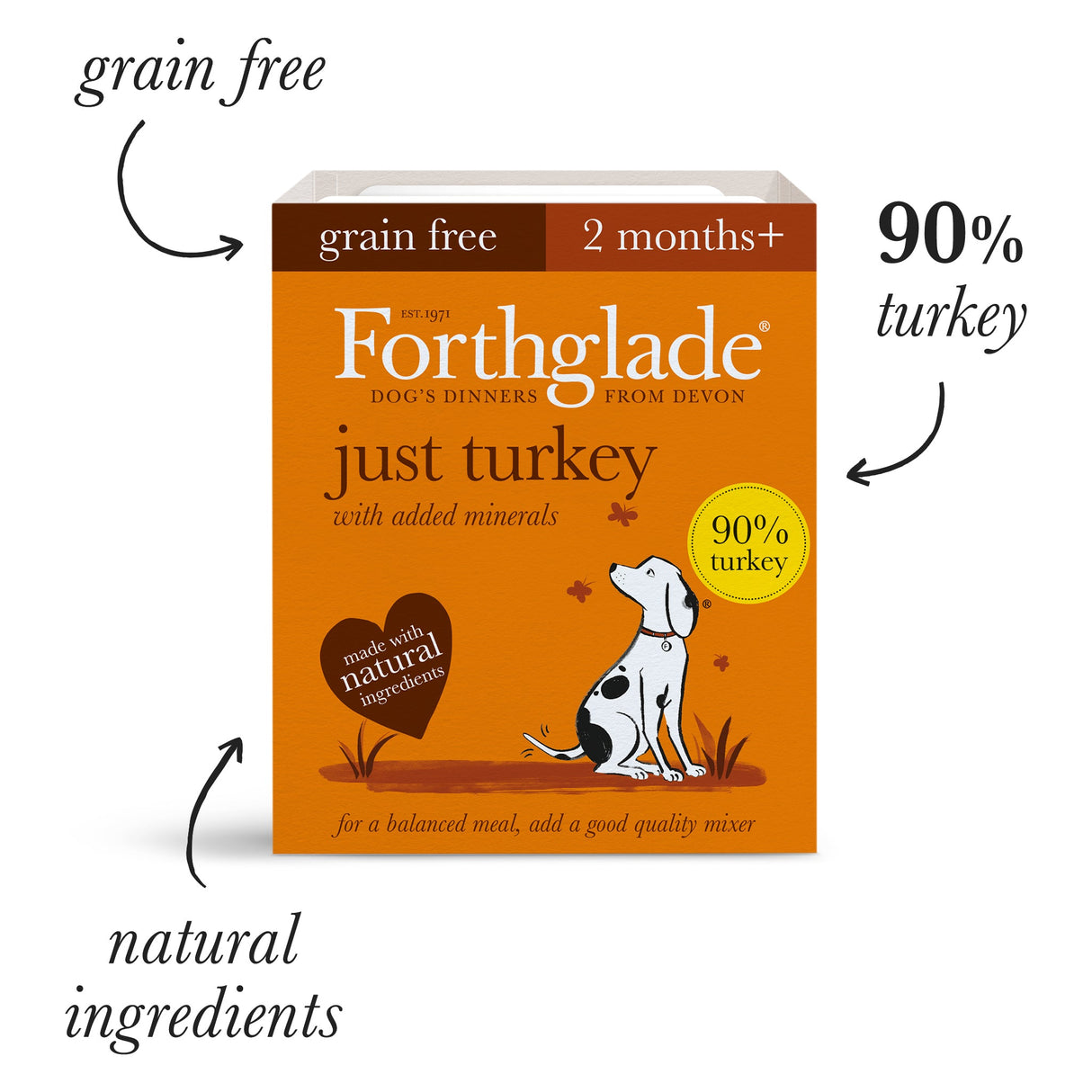 Forthglade Just Grain Free Chicken, Liver & Turkey Wet Dog Food Variety Pack - 12x395g