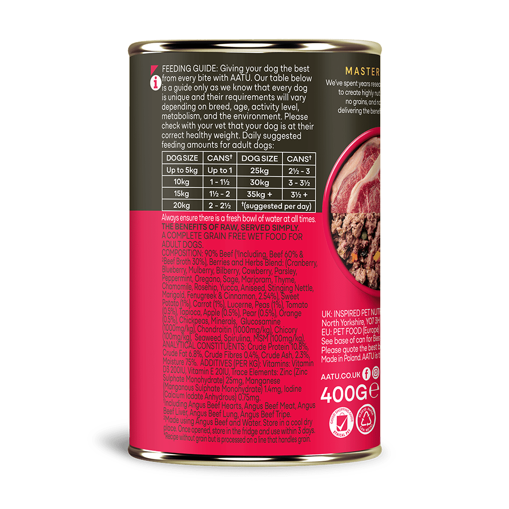 AATU Angus Beef Wet Dog Food, AATU, 6*400g