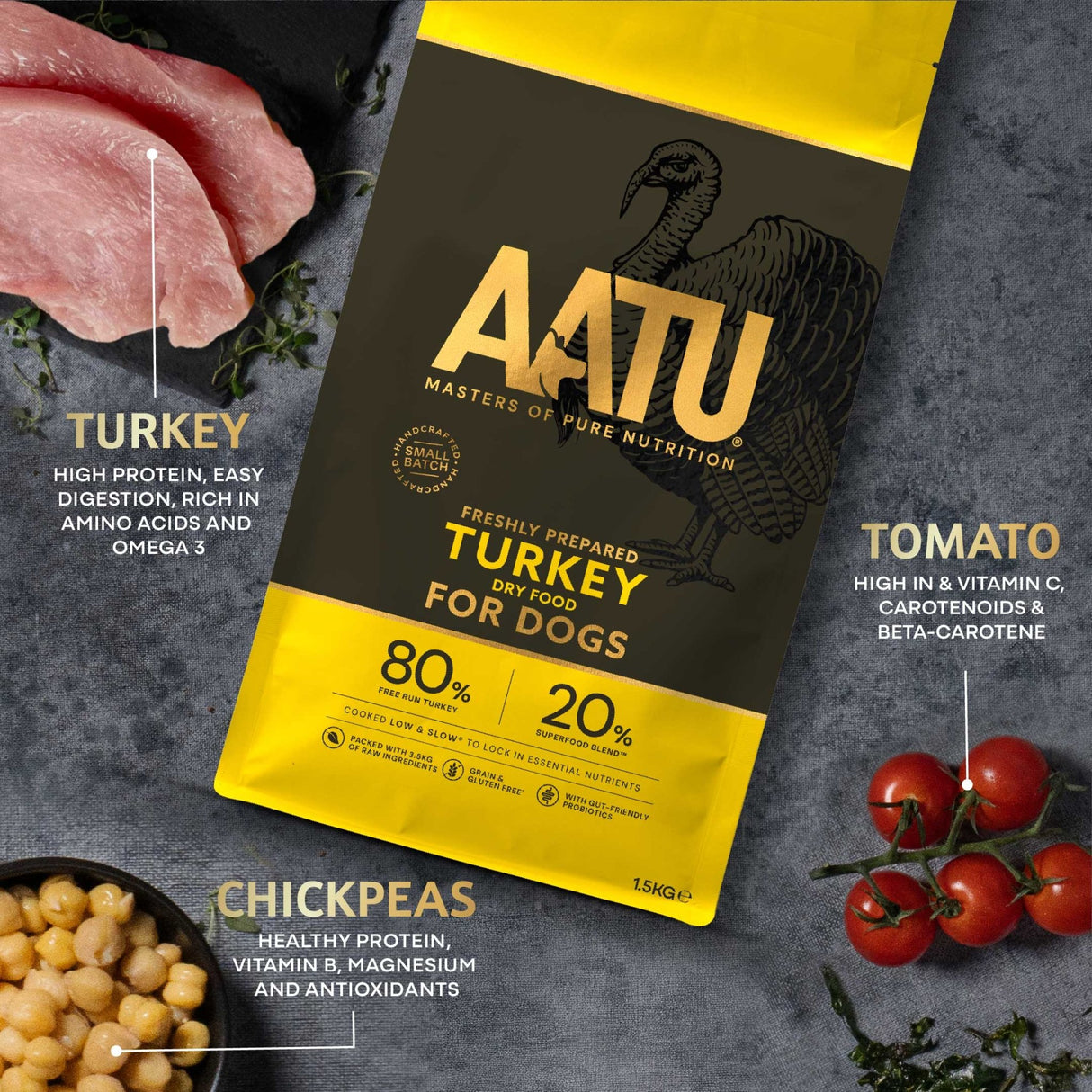 AATU Free Run Turkey Dry Dog Food, AATU, 1.5kg