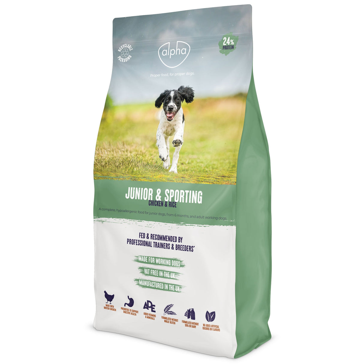 Alpha Adult Junior & Sporting with Chicken & Rice Dry Dog Food - 15 kg, Alpha,