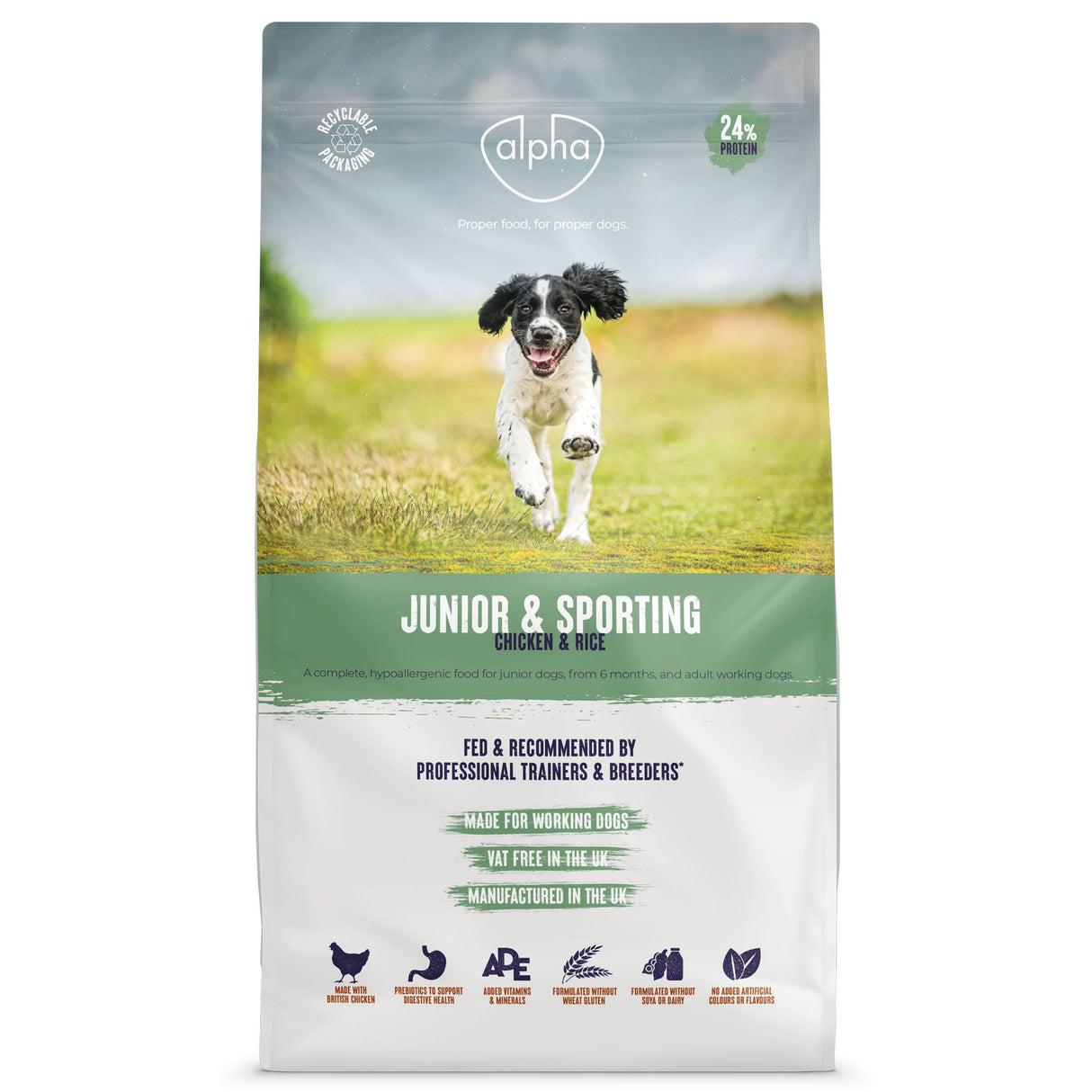 Alpha Adult Junior & Sporting with Chicken & Rice Dry Dog Food - 15 kg, Alpha,