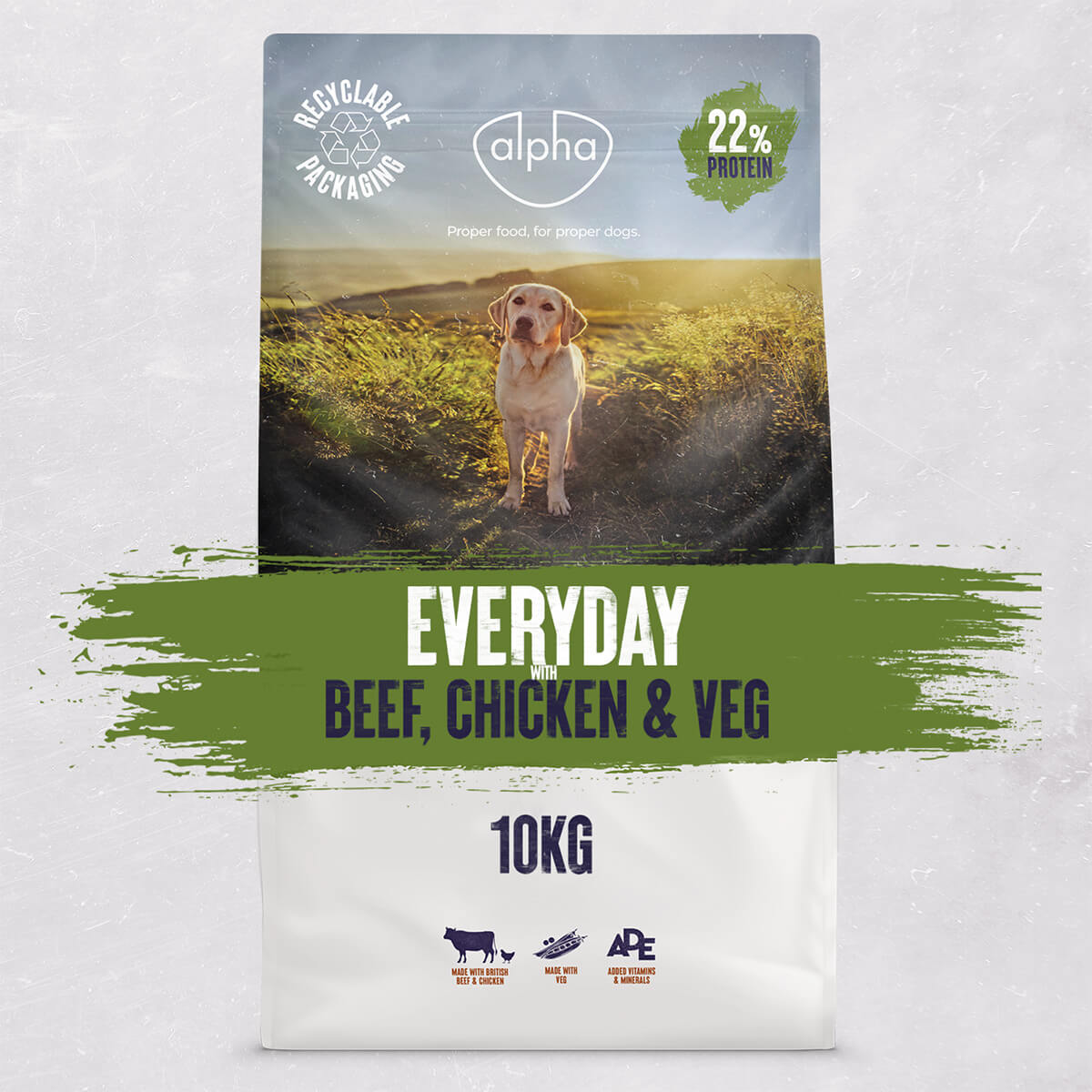 Alpha Everyday with Beef, Chicken & Veg Adult Dry Dog Food - 10 kg, Alpha,