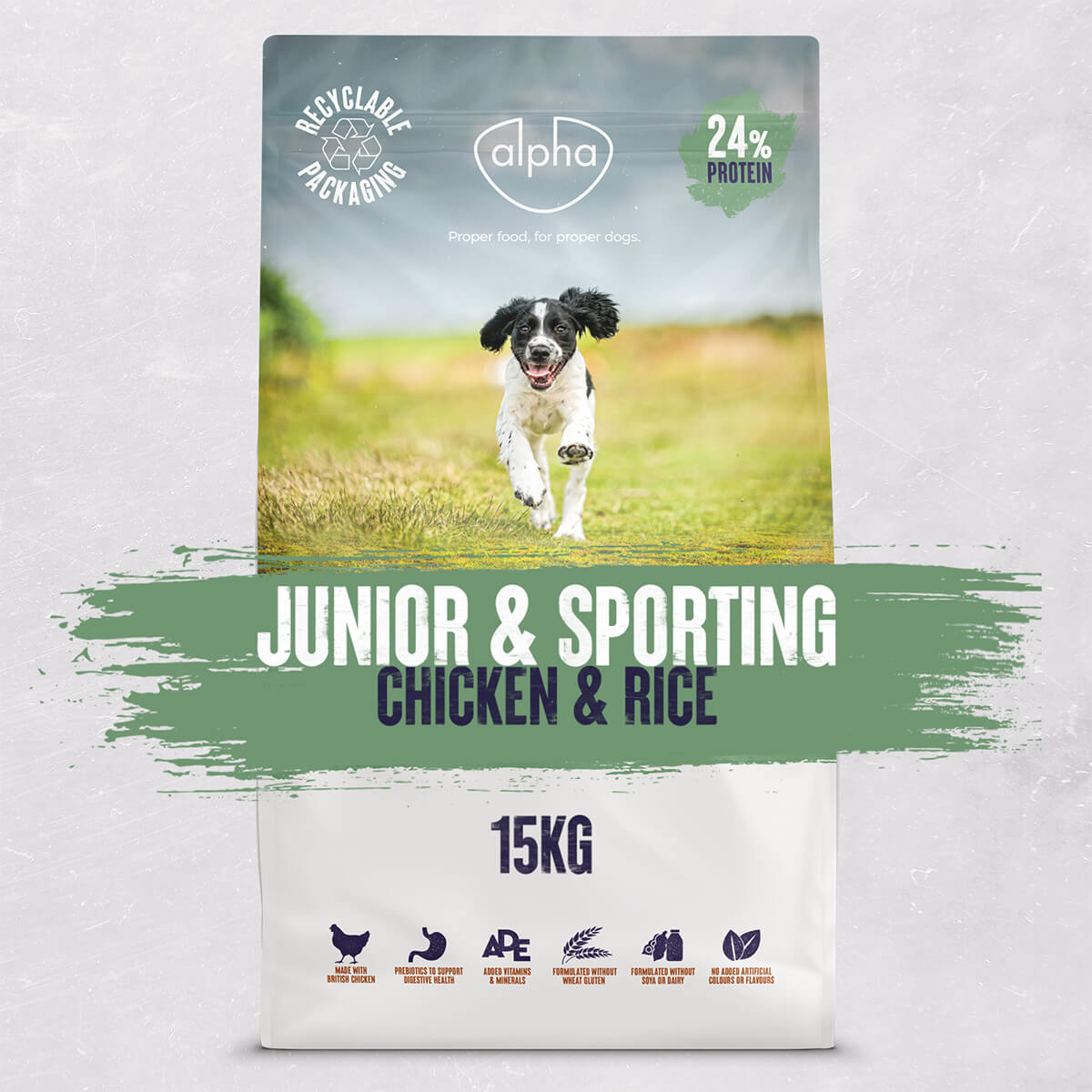 Alpha Junior & Sporting with Chicken & Rice Dry Dog Food - 15 kg, Alpha,