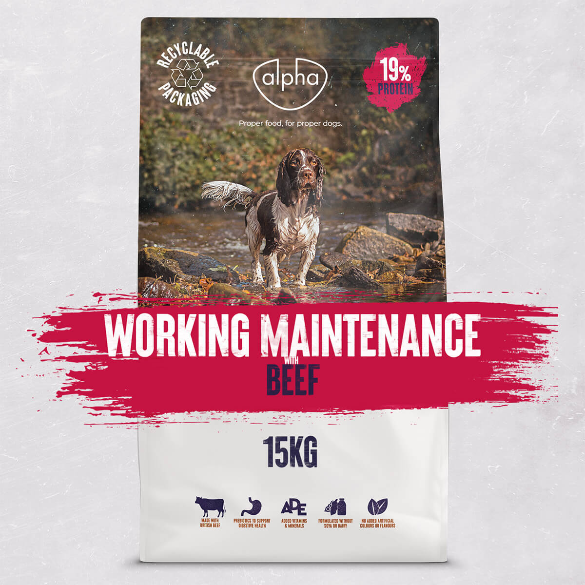Alpha Working Maintenance with Beef Dry Adult Dry Dog Food - 15 kg, Alpha,