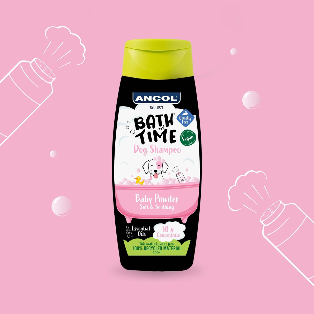 Ancol Dog Shampoo Baby Powder - 6 x 200ml, Ancol,