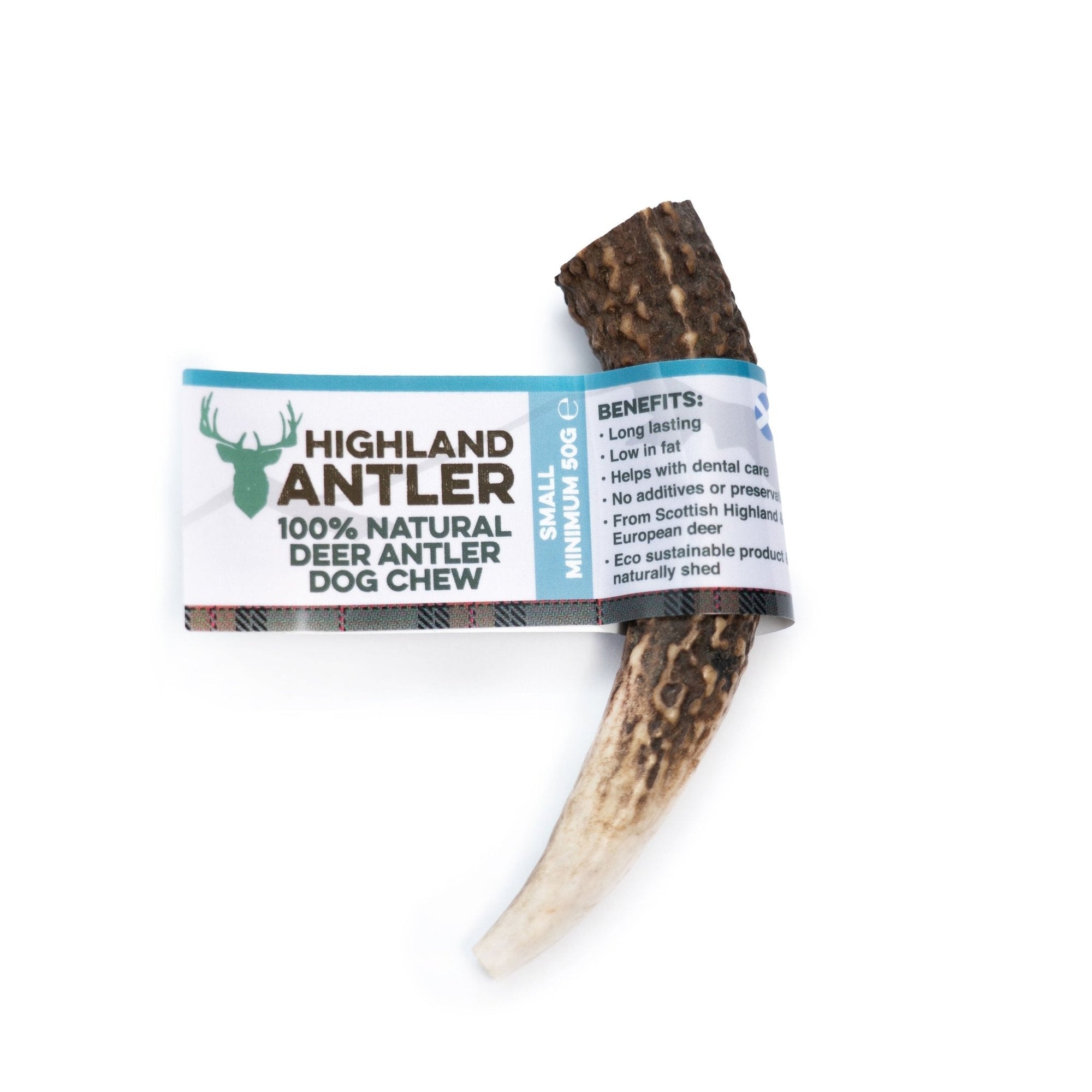 Picture of a Highland Antler natural dog chew. Natural chews link