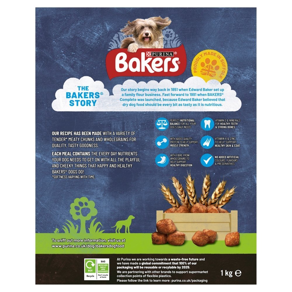 Bakers Meaty Meals with Beef Dry Dog Food, Bakers, 5 x 1kg
