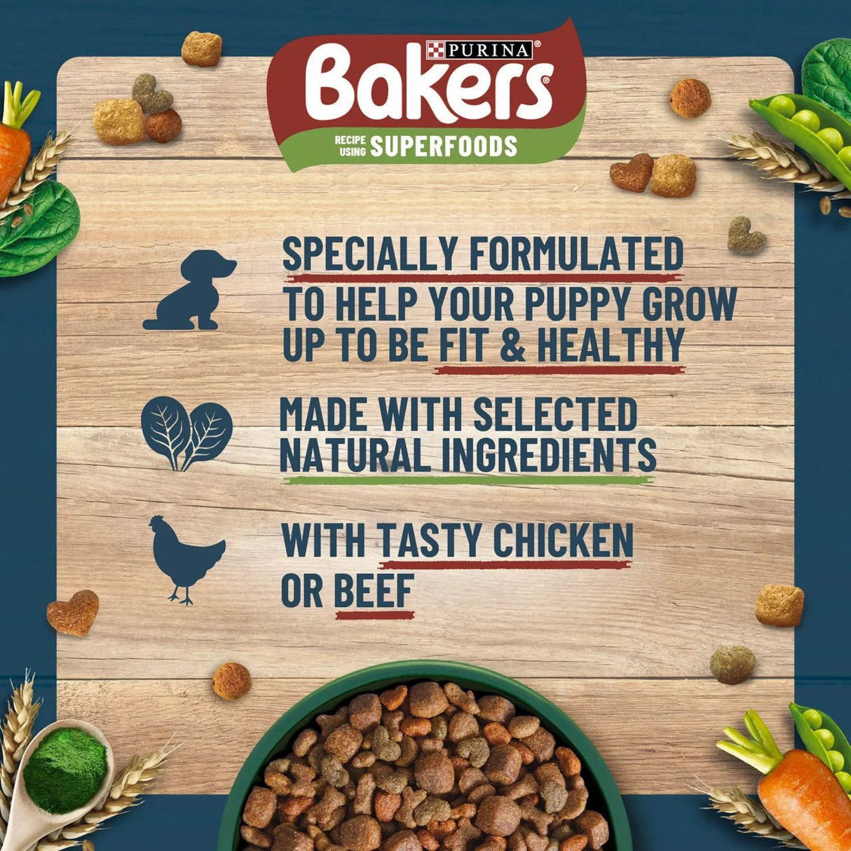 Bakers Puppy Chicken with Veg Dry Dog Food, Bakers, 12.5 kg