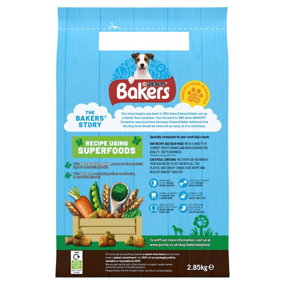Bakers Small Dog Dry Food with Chicken & Veg, Bakers, 2.85 kg