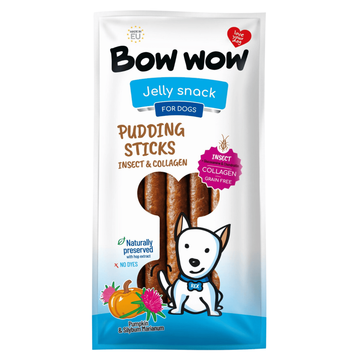 Bow Wow Pudding Sticks - Insect & Collagen Bacon Flavour, Bow Wow,