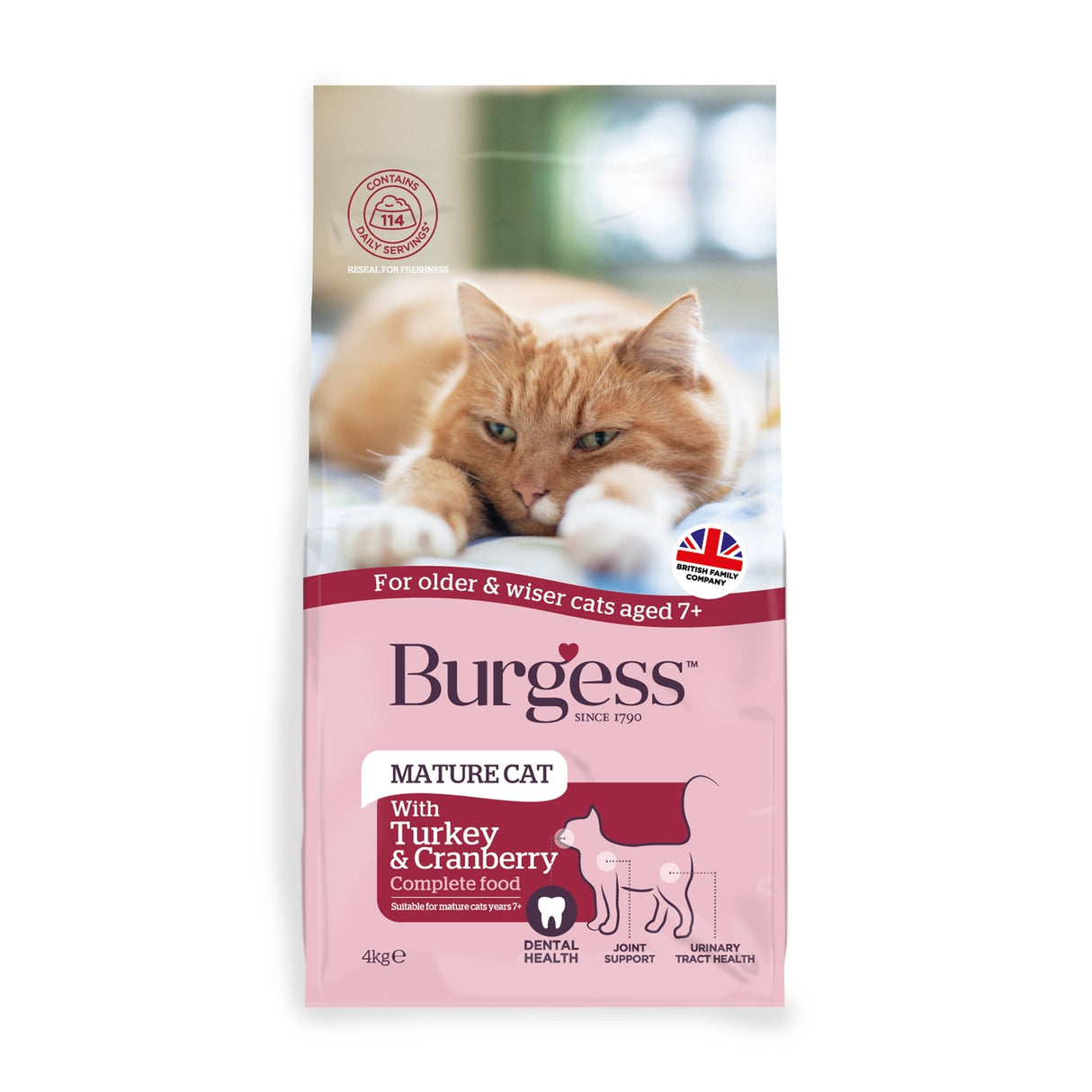 Burgess Mature Cat with Turkey & Cranberry Dry Food, Burgess, 4 kg