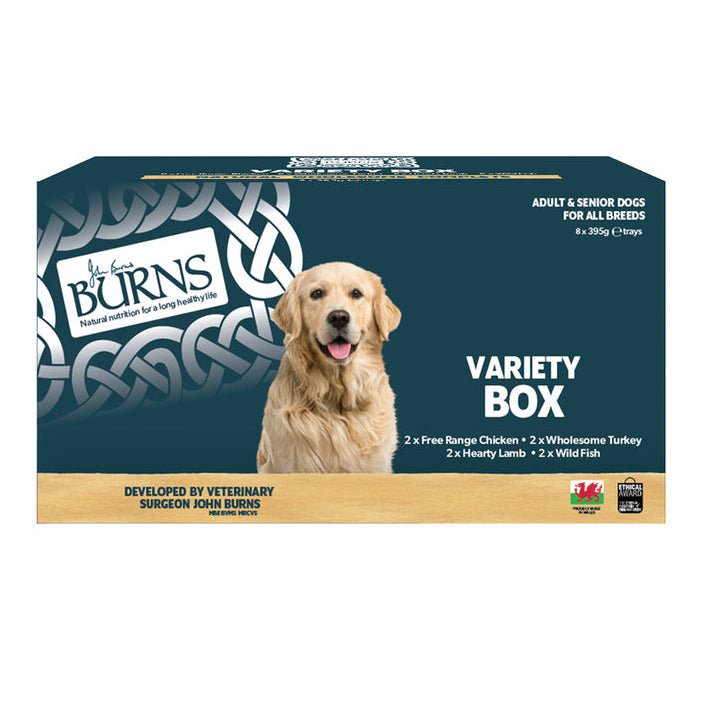 Burns Chicken, Fish, Lamb & Turkey Variety Box Wet Food Trays - 8 x 395 g, Burns,