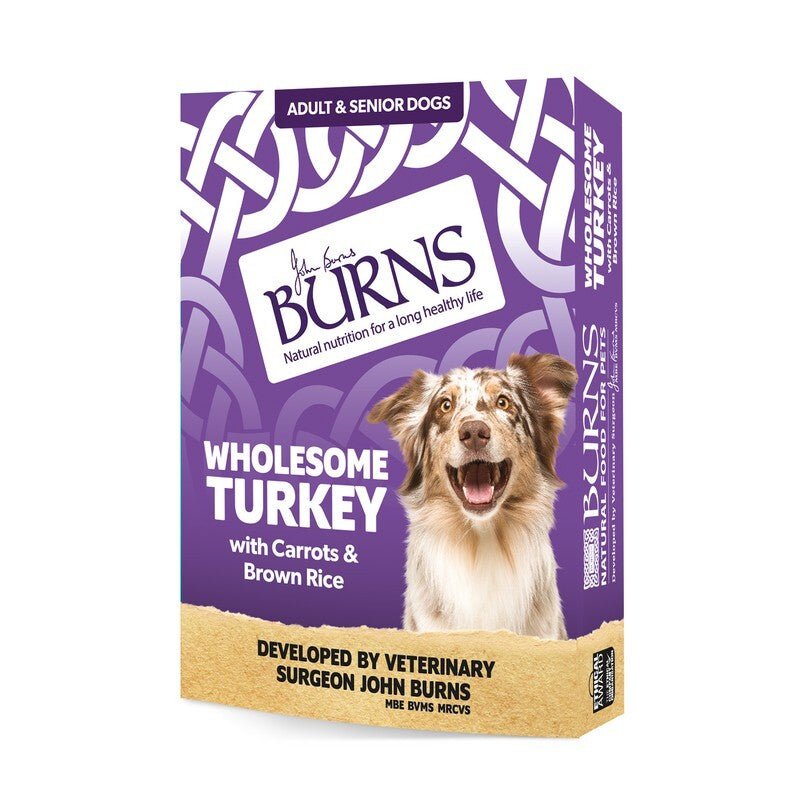 Burns Wholesome Turkey with Carrots & Brown Rice Wet Dog Food Trays, Burns, 8 x 395 g