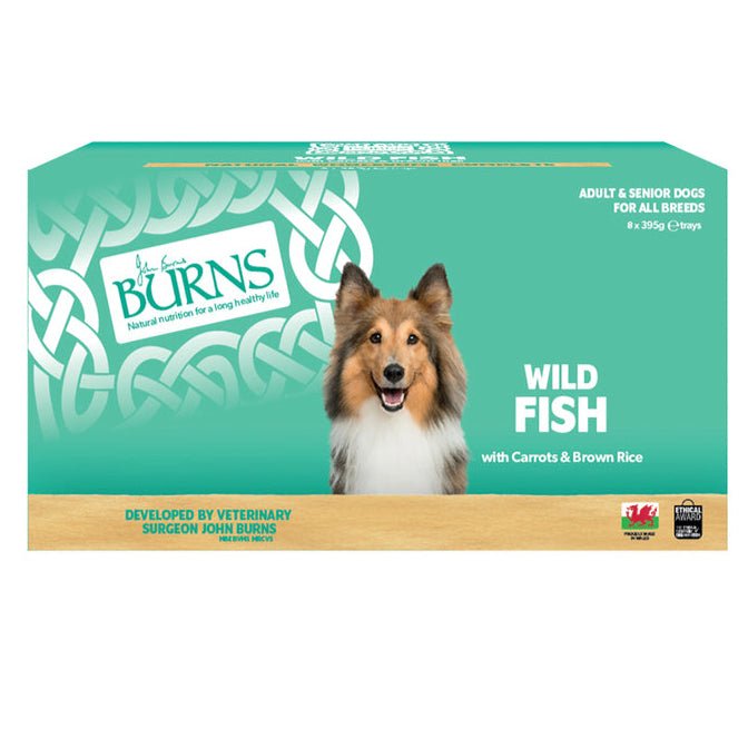 Burns Wild Fish, Carrots & Brown Rice Wet Dog Food Trays, Burns, 8 x 395 g