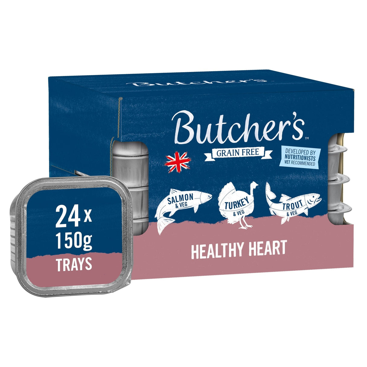 Butcher's Grain Free Healthy Heart Adult Wet Dog Food Trays 24 Pack - 150g, Butcher's,