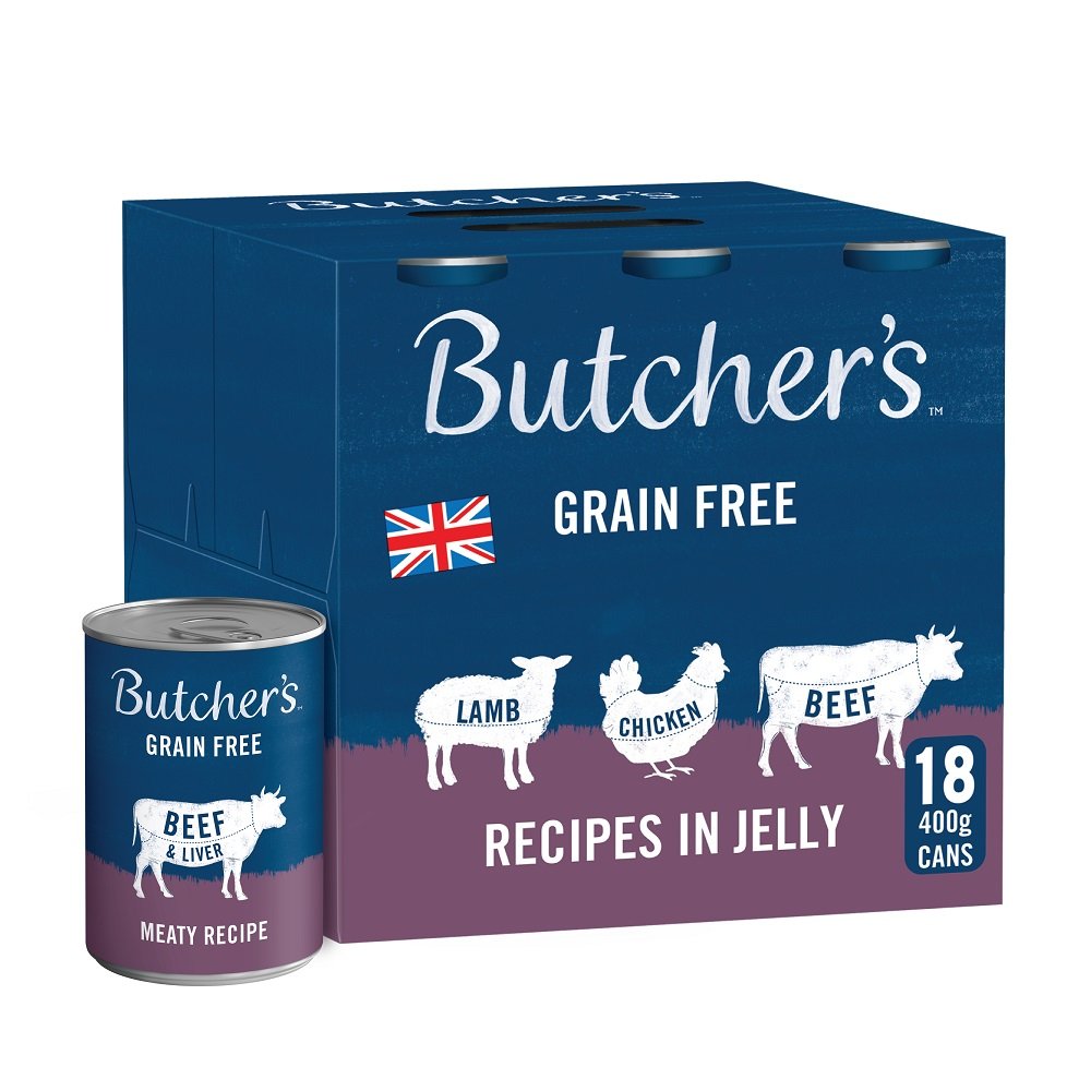 Butcher's Grain Free Recipes in Jelly Adult Wet Dog Food Tins, Butcher's, 18 x 400g