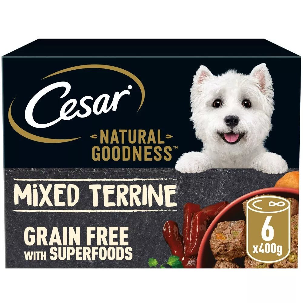 Cesar Natural Goodness Grain Free Mixed Selection Tins In Loaf - 6 x 400g, Cesar,