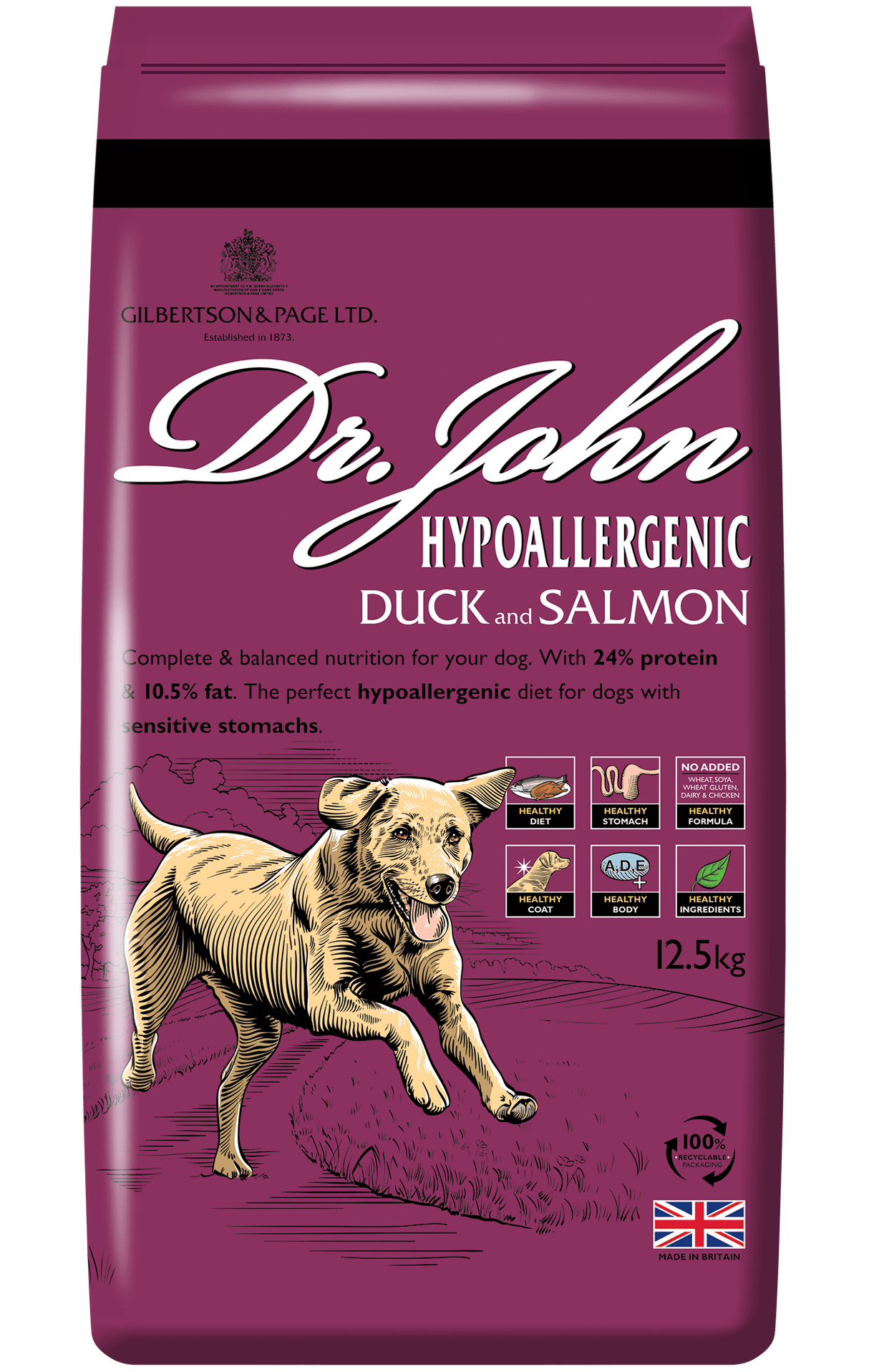 Dr. John Hypoallergenic Duck and Salmon Dry Adult Dog Food, Dr John, 12.5kg