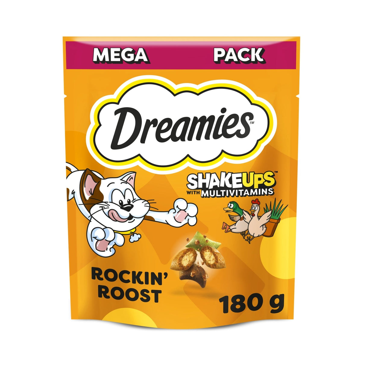 Dreamies Shakeups Rockin Roost Multivitamins Cat Treats Poultry & Catnip, Dreamies, 6 x 180g