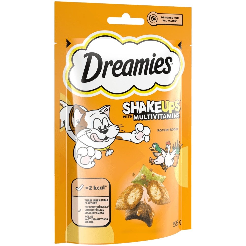 Dreamies Shakeups Rockin Roost Multivitamins Cat Treats Poultry & Catnip, Dreamies, 8 x 55g