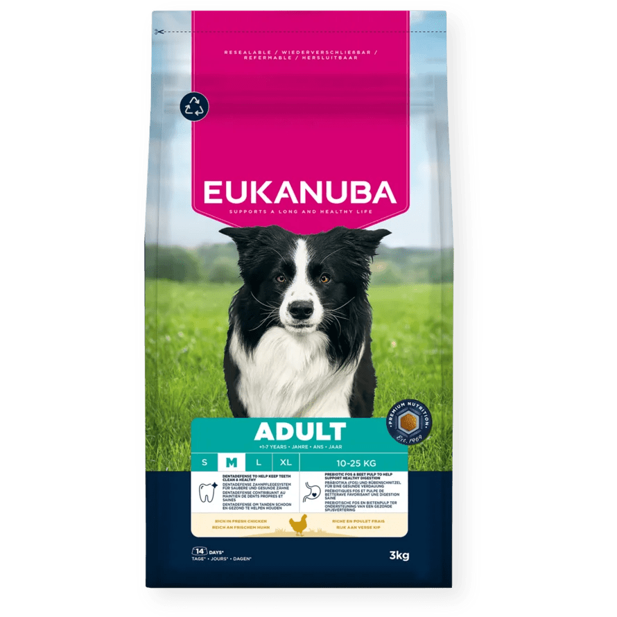 Eukanuba Adult Medium Breed Fresh Chicken Dry Dog Food, Eukanuba, 3 x 3 kg
