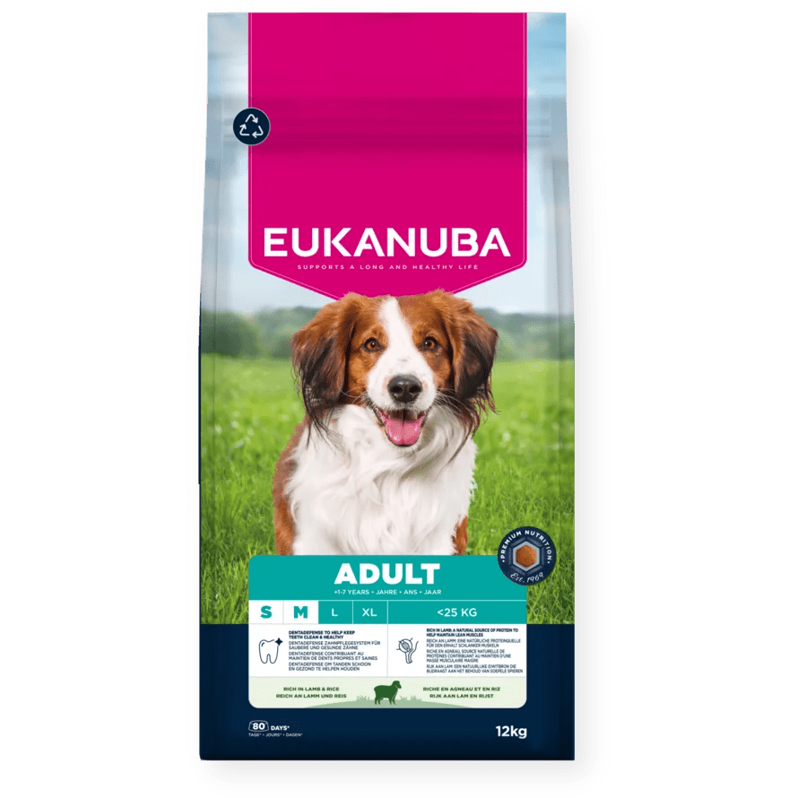 Eukanuba Adult Small/Medium Breed Lamb & Rice Dry Dog Food, Eukanuba, 12 kg