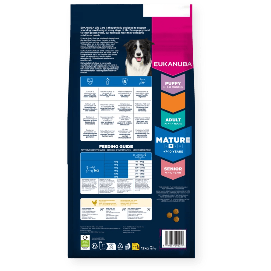Eukanuba Mature Medium Breed Fresh Chicken Dry Dog Food, Eukanuba, 12 kg