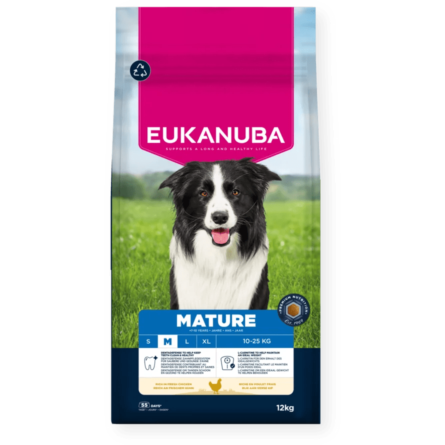 Eukanuba Mature Medium Breed Fresh Chicken Dry Dog Food, Eukanuba, 12 kg