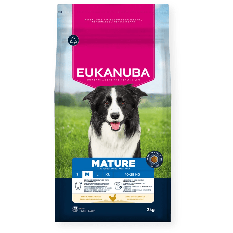 Eukanuba Mature Medium Breed Fresh Chicken Dry Dog Food, Eukanuba, 3 x 3 kg