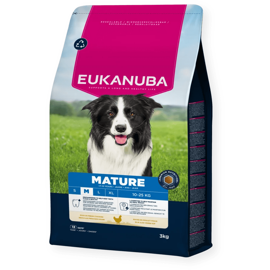 Eukanuba Mature Medium Breed Fresh Chicken Dry Dog Food, Eukanuba, 3 x 3 kg