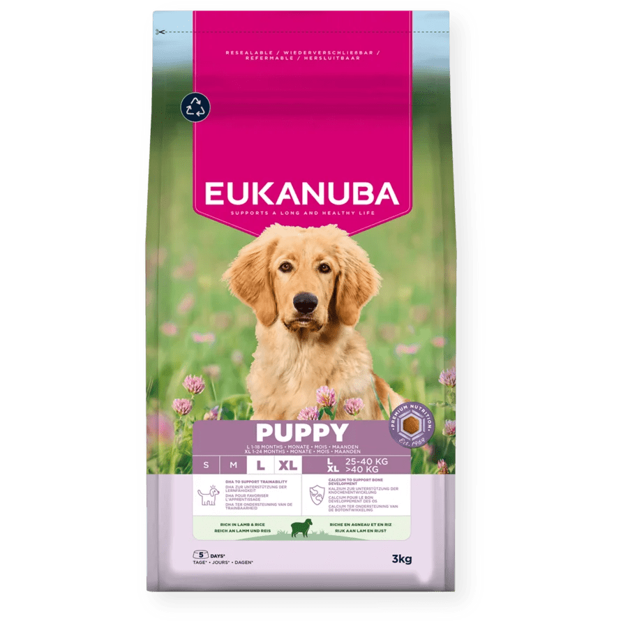 Eukanuba Puppy Large Breed Lamb & Rice Dry Dog Food, Eukanuba, 3 x 3 kg