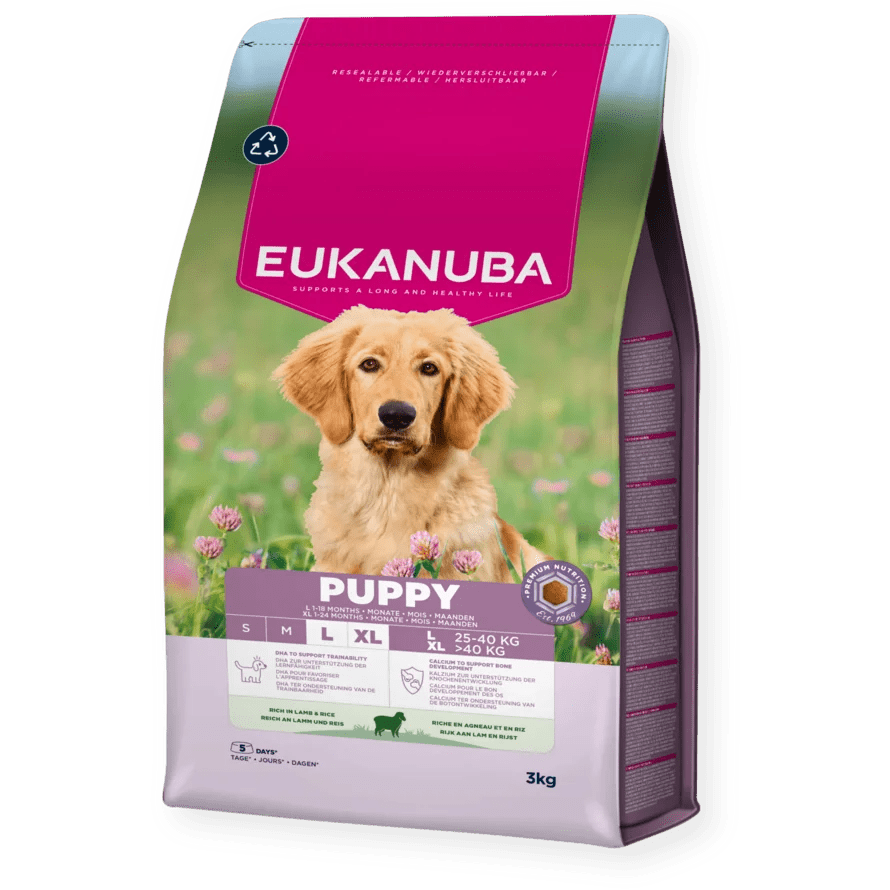 Eukanuba Puppy Large Breed Lamb & Rice Dry Dog Food, Eukanuba, 3 x 3 kg