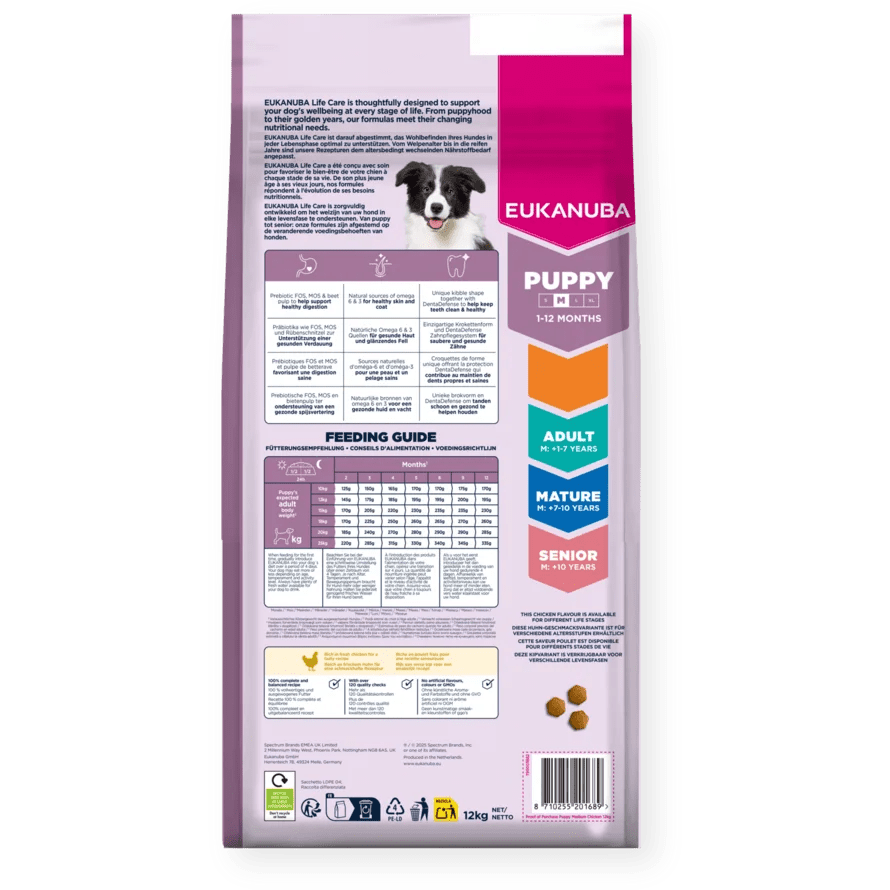 Eukanuba Puppy Medium Breed Fresh Chicken Dry Dog Food, Eukanuba, 12 kg