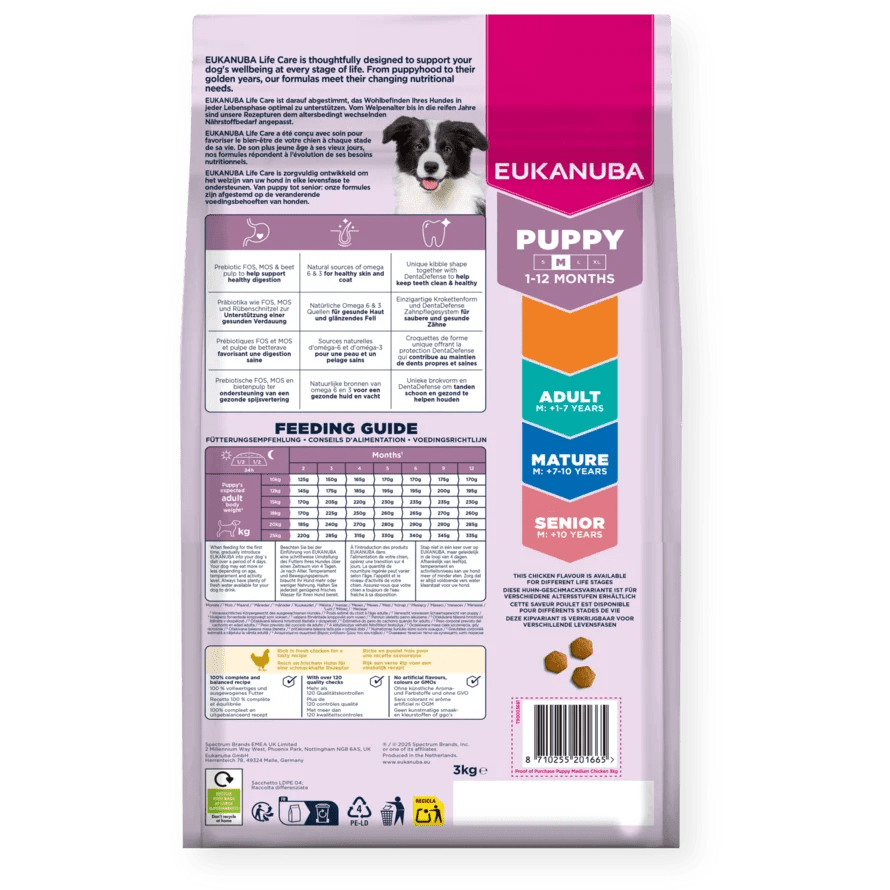 Eukanuba Puppy Medium Breed Fresh Chicken Dry Dog Food, Eukanuba, 12 kg