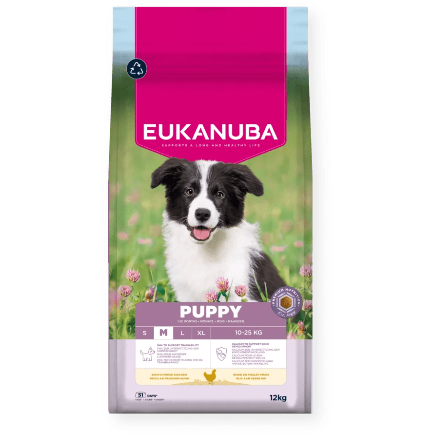 Eukanuba Puppy Medium Breed Fresh Chicken Dry Dog Food, Eukanuba, 12 kg