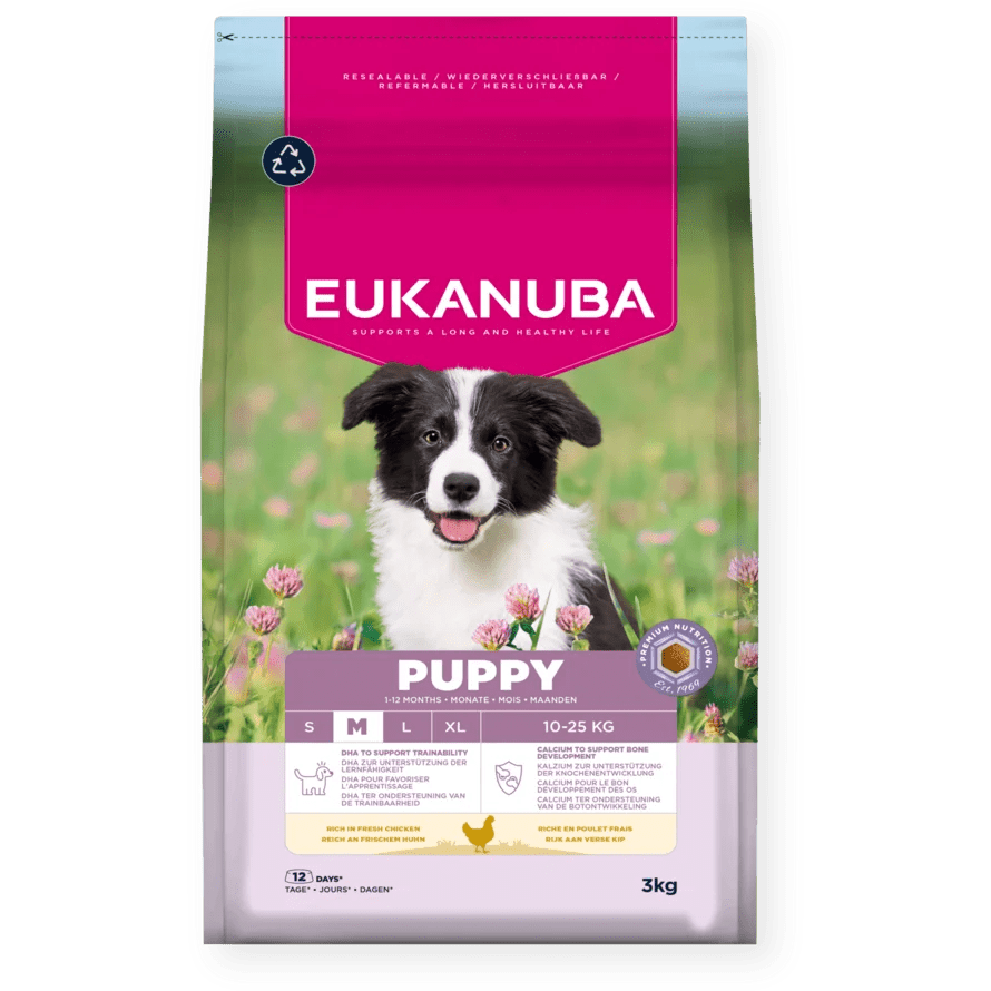Eukanuba Puppy Medium Breed Fresh Chicken Dry Dog Food, Eukanuba, 3 x 3 kg