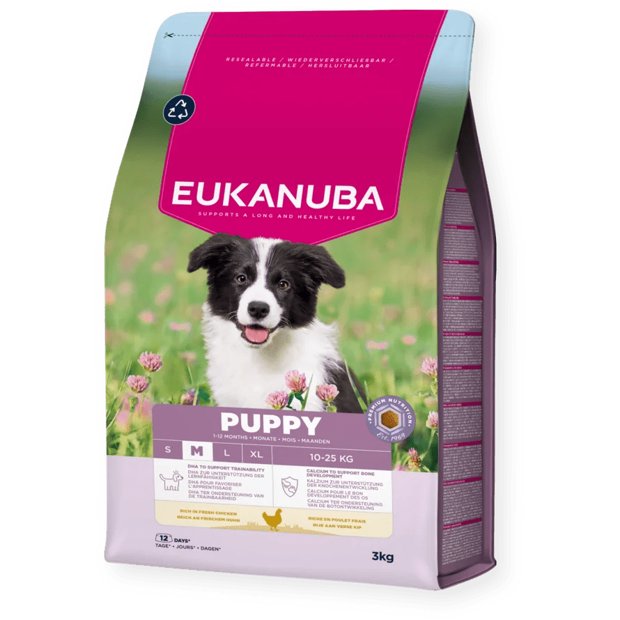 Eukanuba Puppy Medium Breed Fresh Chicken Dry Dog Food, Eukanuba, 3 x 3 kg