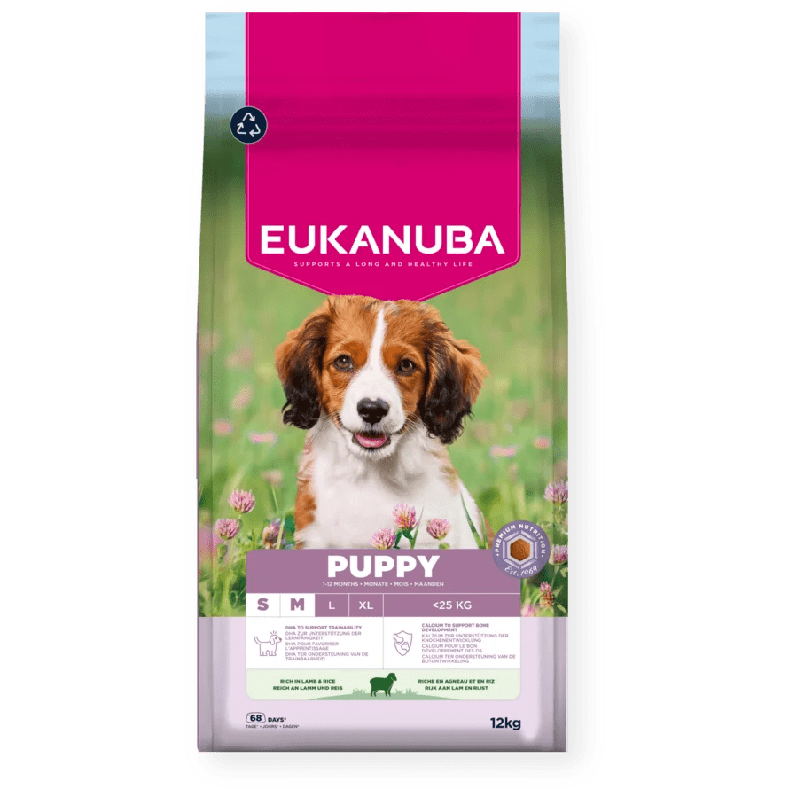 Eukanuba Puppy Small/Medium Breed Lamb & Rice Dry Dog Food, Eukanuba, 12 kg