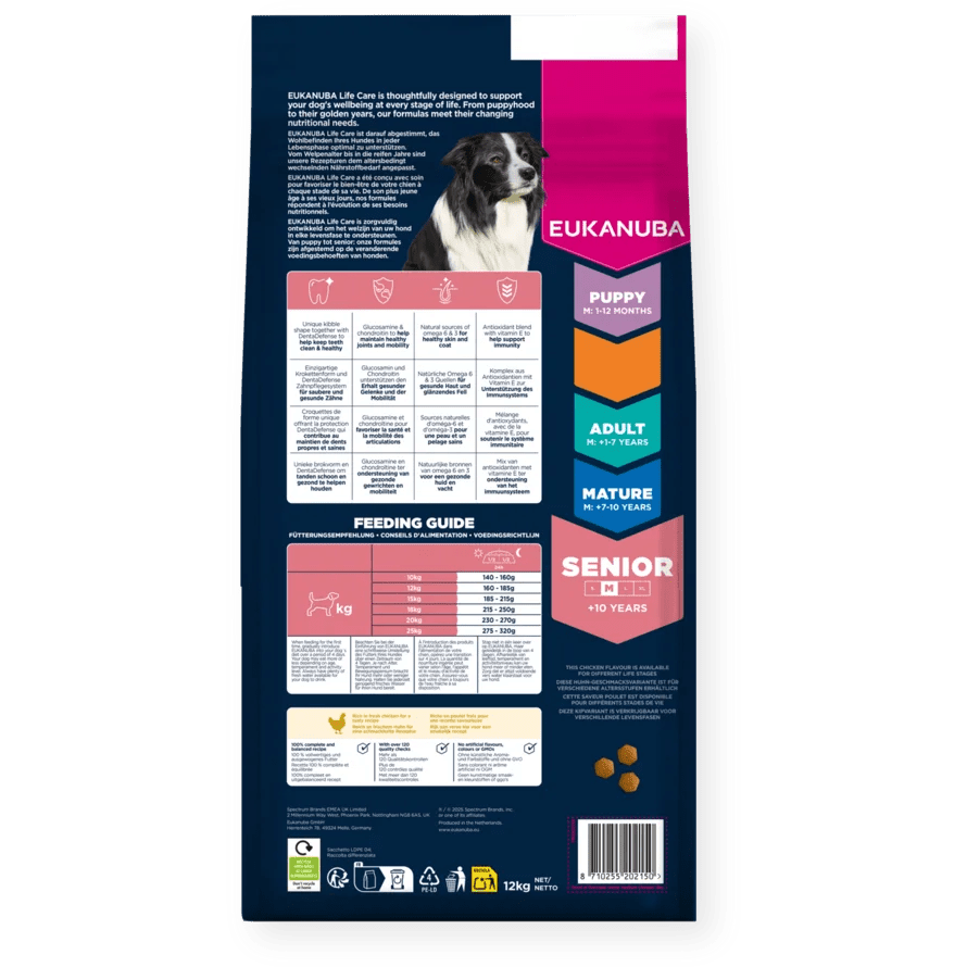 Eukanuba Senior Medium Breed Fresh Chicken Dry Dog Food, Eukanuba, 12 kg