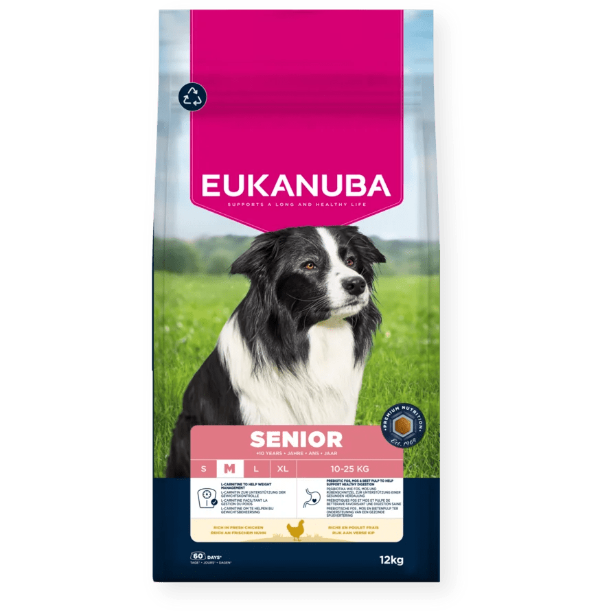 Eukanuba Senior Medium Breed Fresh Chicken Dry Dog Food, Eukanuba, 12 kg