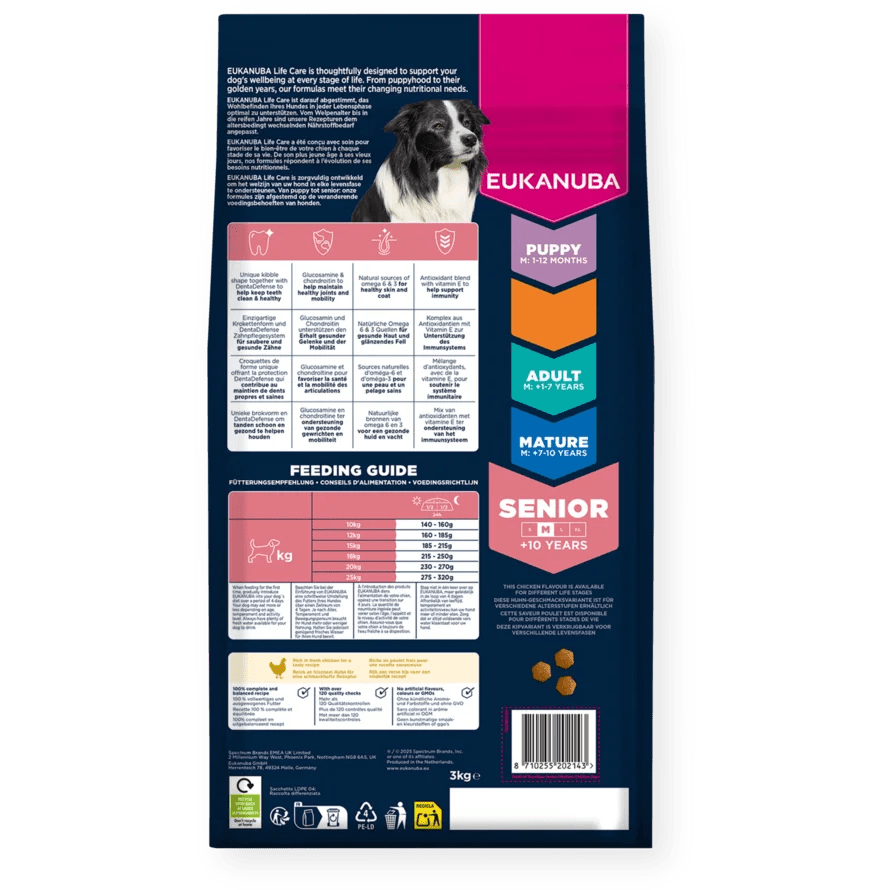 Eukanuba Senior Medium Breed Fresh Chicken Dry Dog Food, Eukanuba, 12 kg