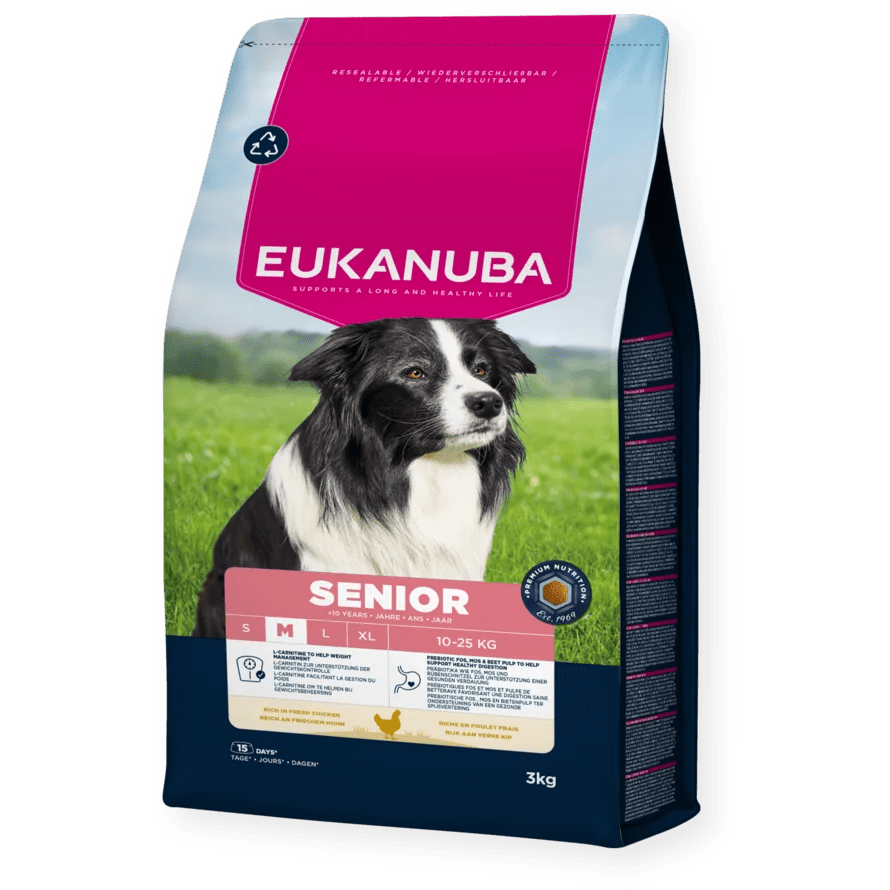 Eukanuba Senior Medium Breed Fresh Chicken Dry Dog Food, Eukanuba, 3 x 3 kg