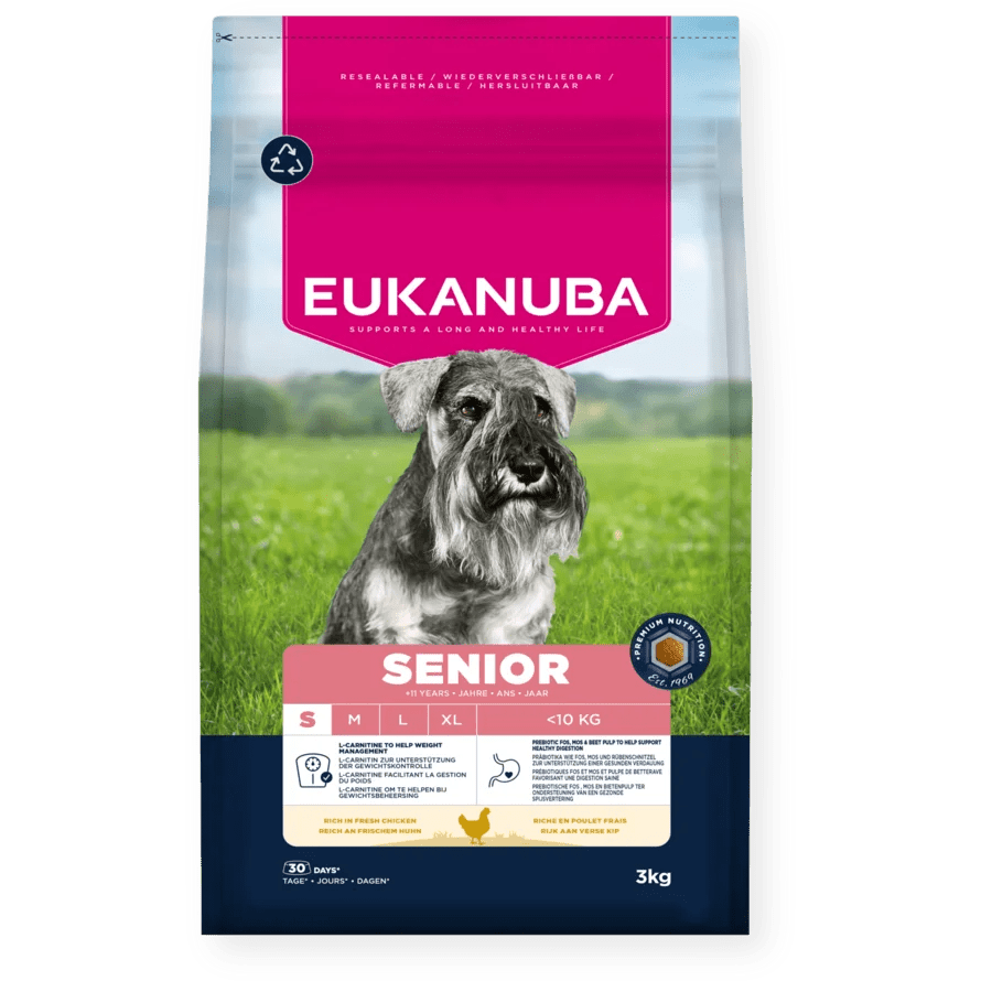 Eukanuba Senior Small Breed Fresh Chicken Dry Dog Food, Eukanuba, 3 x 3 kg